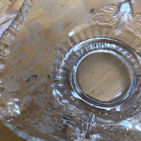 Vintage  Etched Glass Clear Depression - Picture 4 of 10